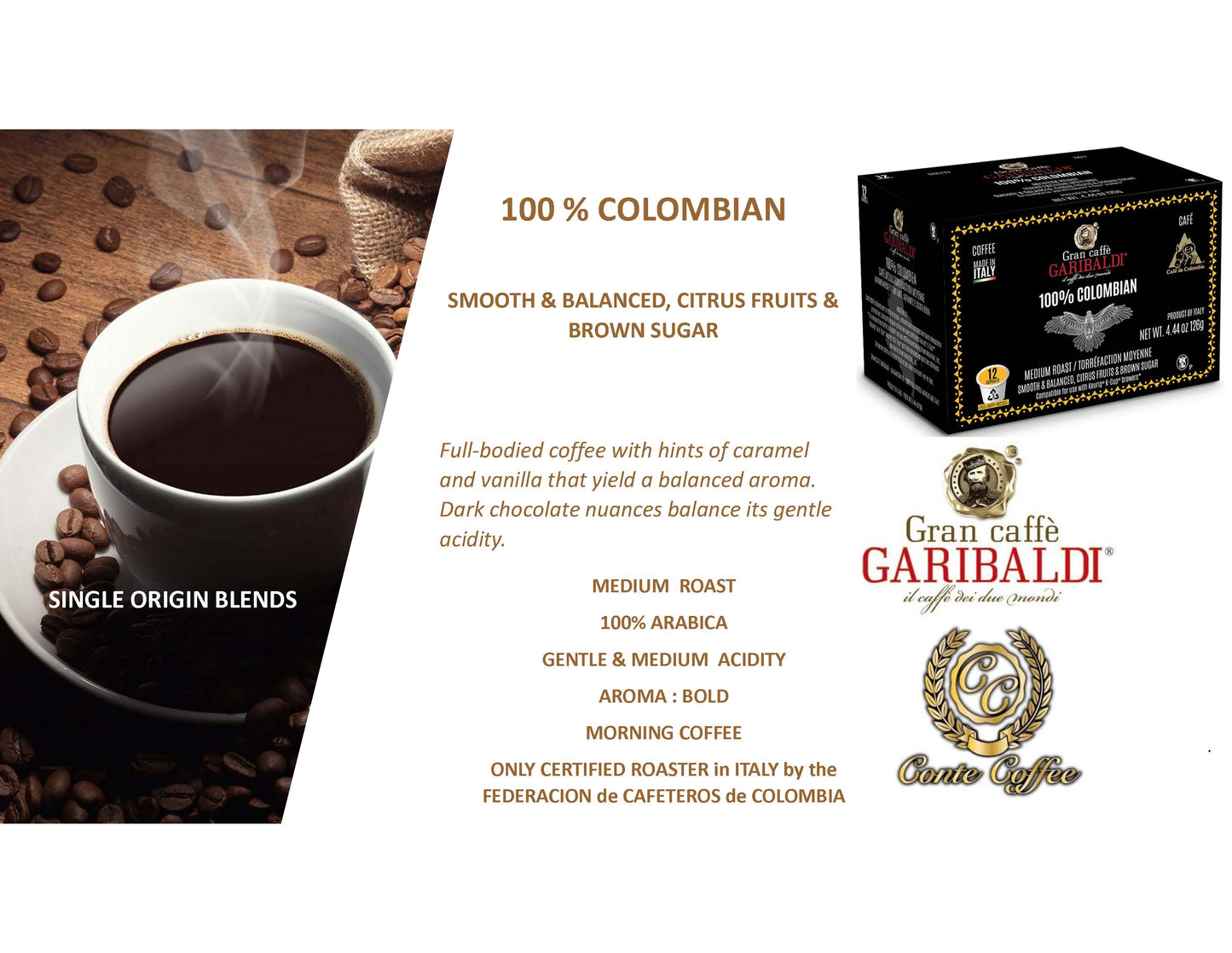 Caffè Garibaldi's Single Serve Recyclable Coffee Pods for Keurig K-Cup Brewers