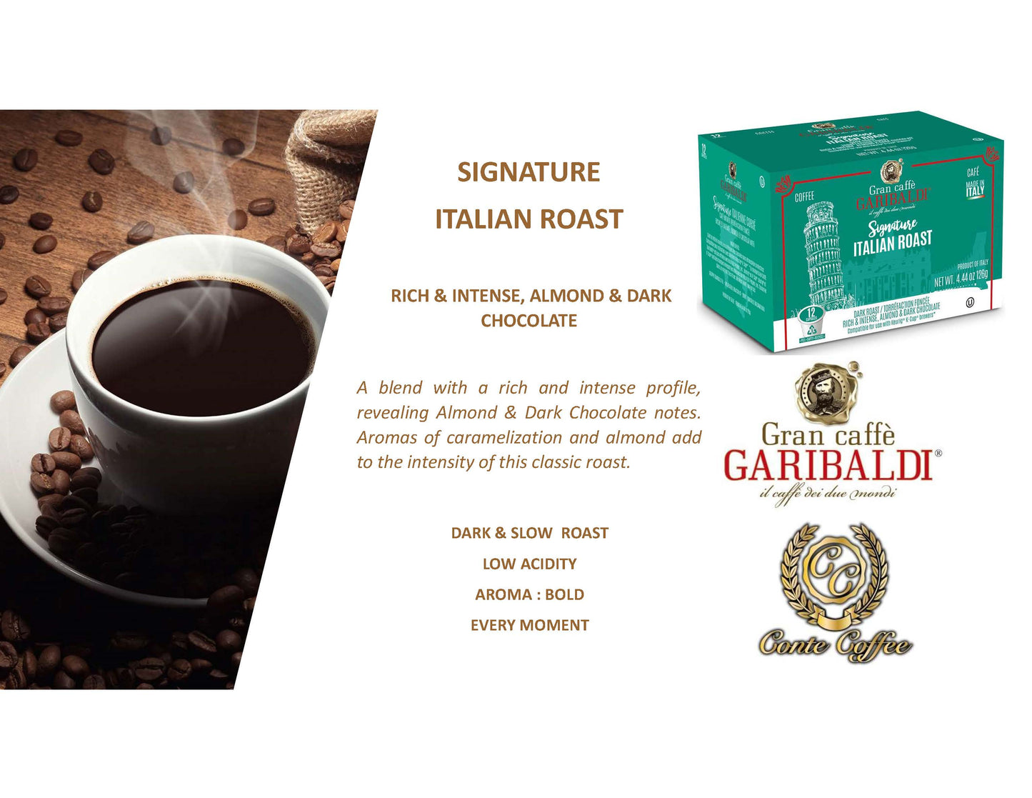 Caffè Garibaldi's Single Serve Recyclable Coffee Pods for Keurig K-Cup Brewers