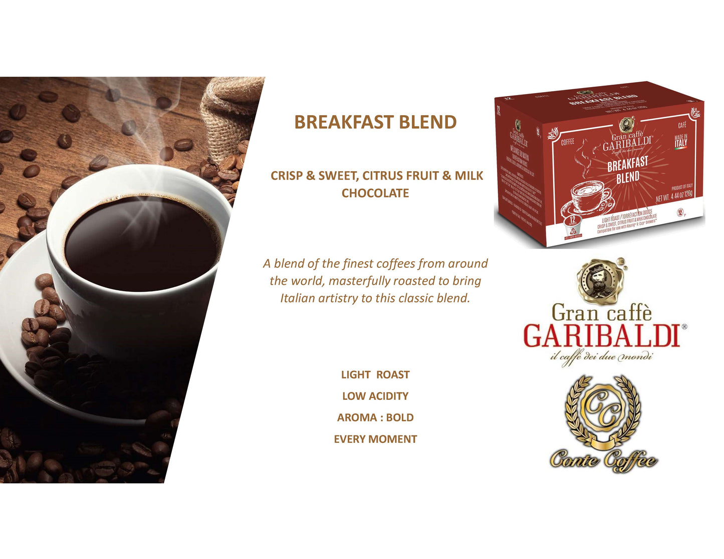 Caffè Garibaldi's Single Serve Recyclable Coffee Pods for Keurig K-Cup Brewers